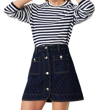 Suncoo - Fanja Jacquard Denim Short Skirt - blue - clothing - mini