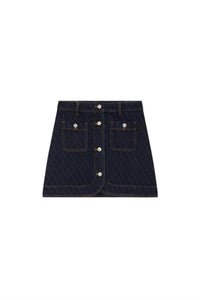 Suncoo - Fanja Jacquard Denim Short Skirt - blue - clothing - mini