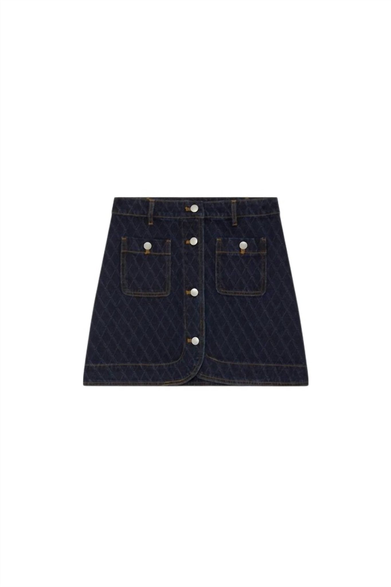Suncoo - Fanja Jacquard Denim Short Skirt - blue - clothing - mini