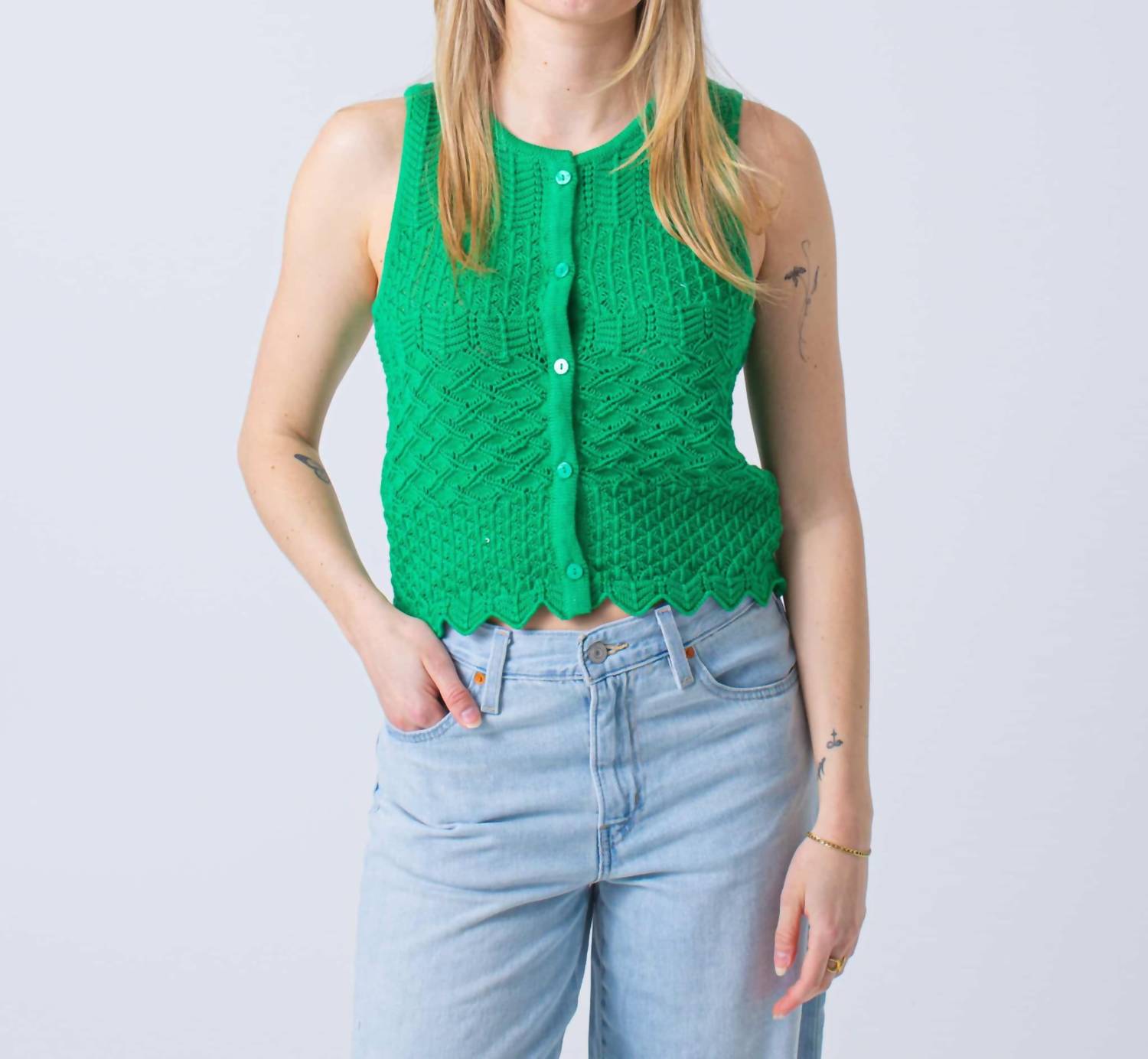 Suncoo - Gizel Vest Top - clothing - cotton - blend - green