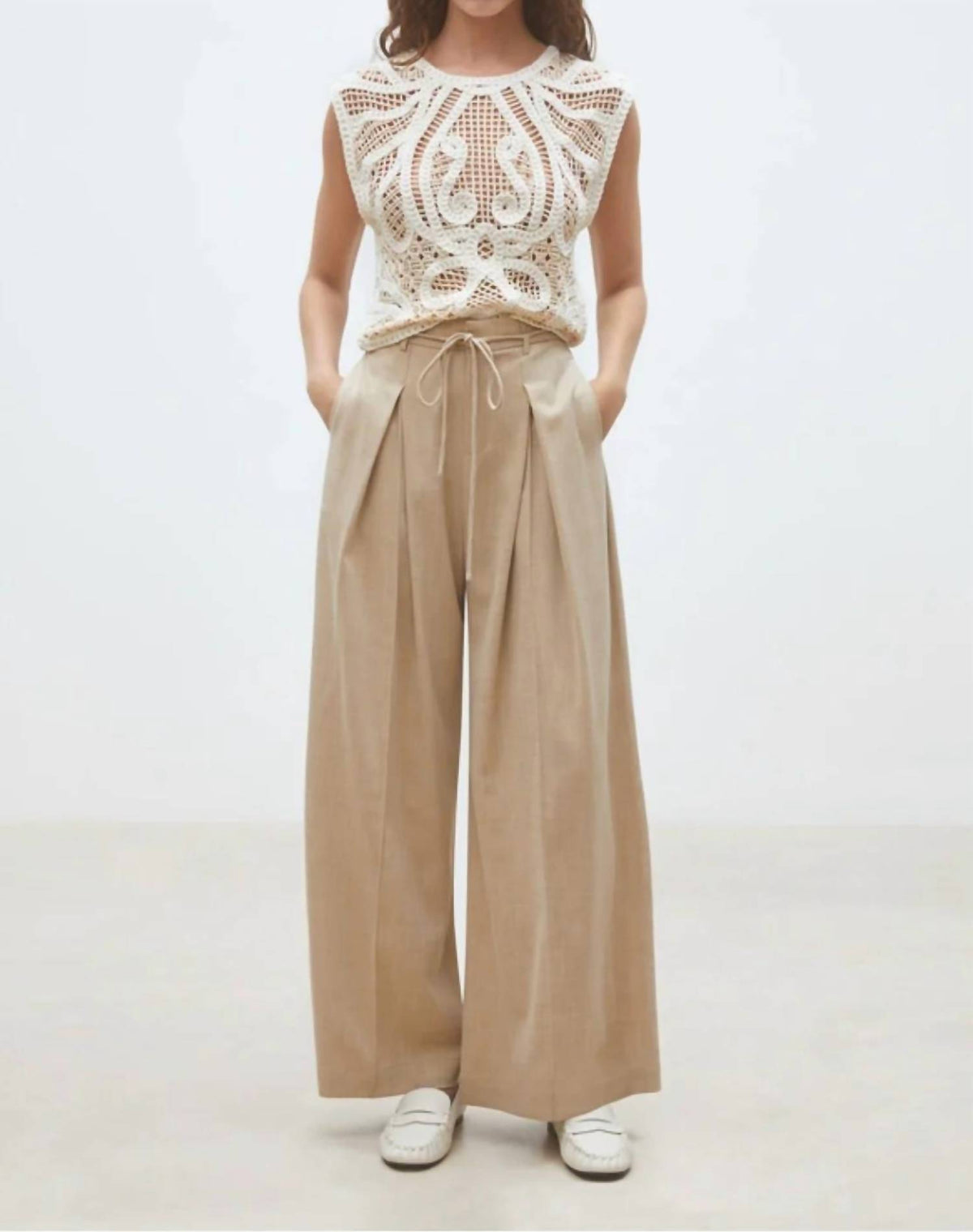 Suncoo - Jeff Wide-leg Darted Pants