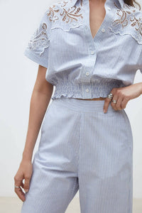 Suncoo - Joss Stripe Wide Leg Pants