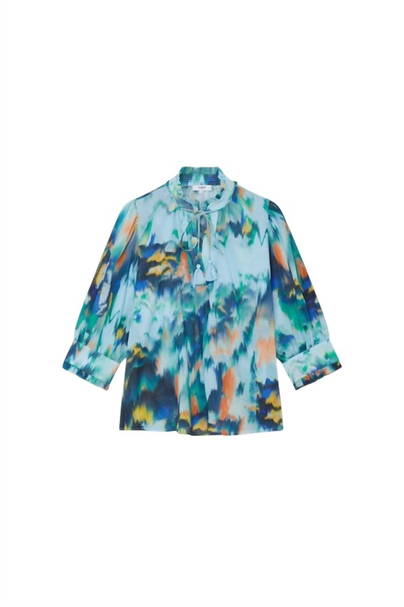 Suncoo - Lassie Flowing Blouse - blouses - blue - clothing