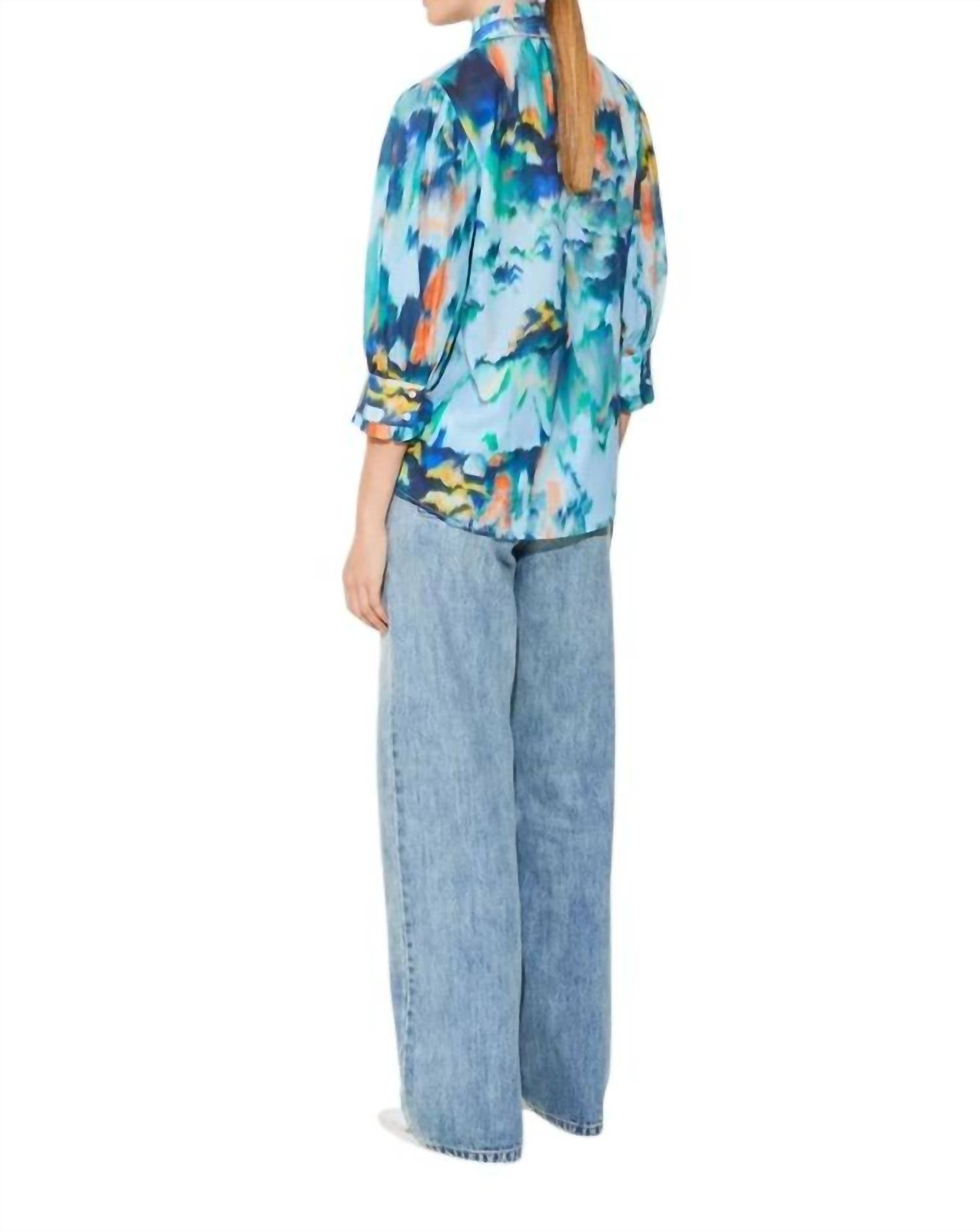 Suncoo - Lassie Flowing Blouse - blouses - blue - clothing