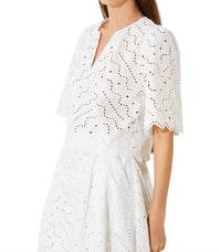 Suncoo - Liam Short Blouse With English Embroidery - blouses - clothing - cotton