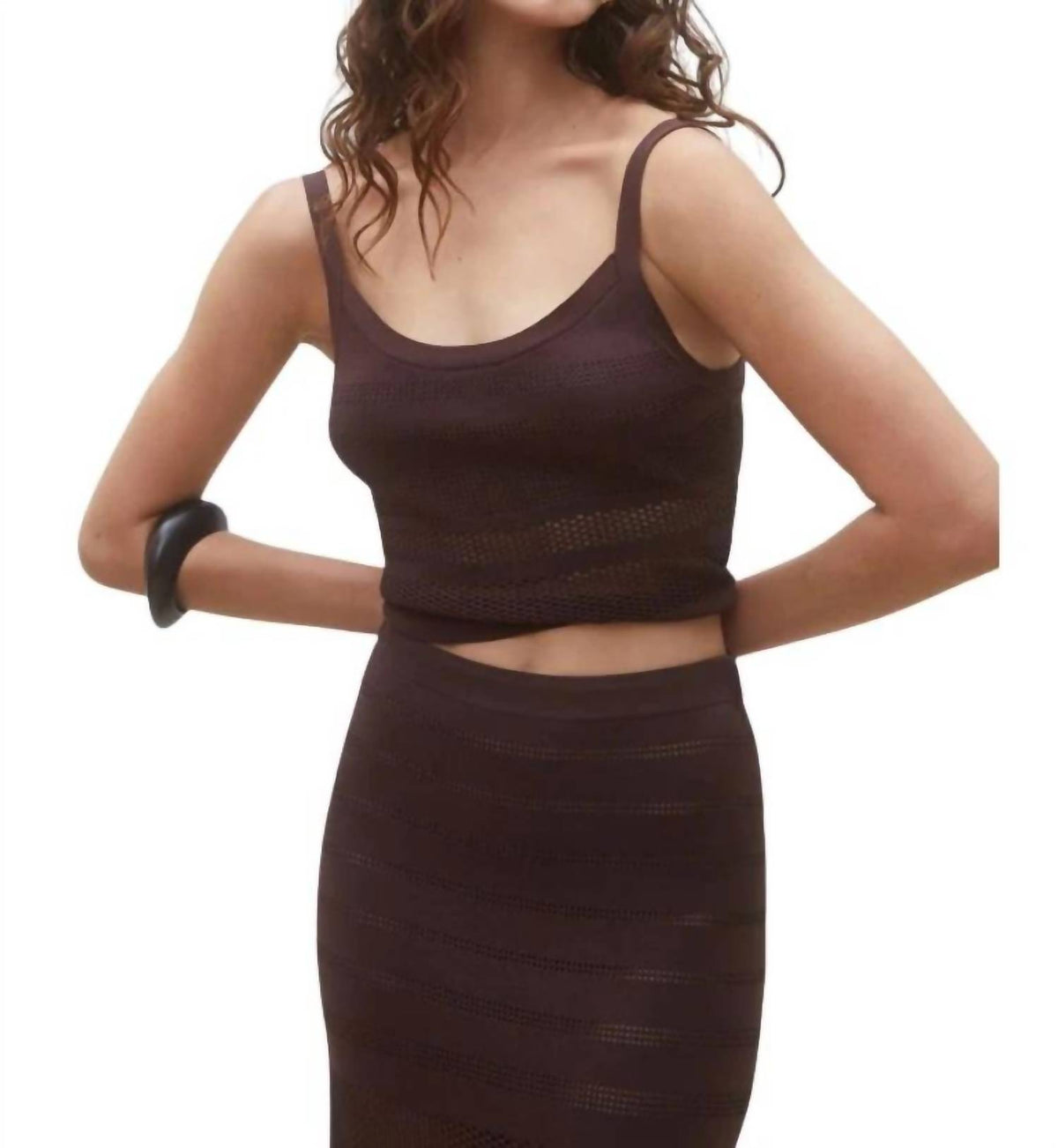 Suncoo - Psira Short Openwork Knit Top