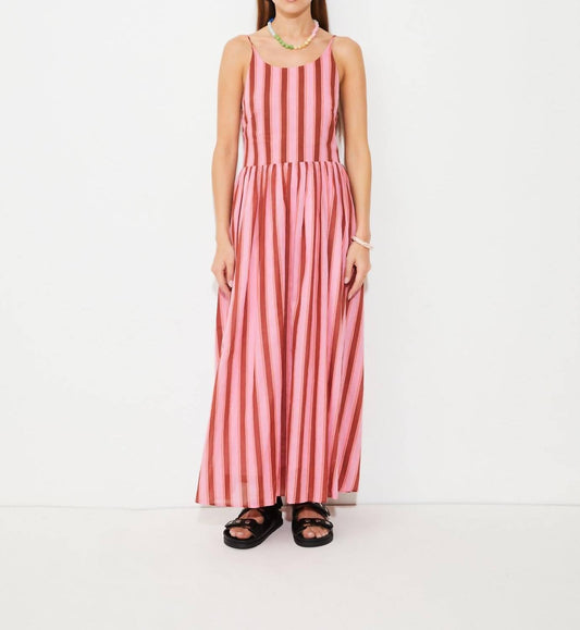 Suncoo - Woven Cyrus coral stripe dress - clothing - cotton - blend - dresses