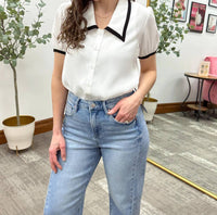 Sunday Edition - Button Up Short Sleeve Blouse