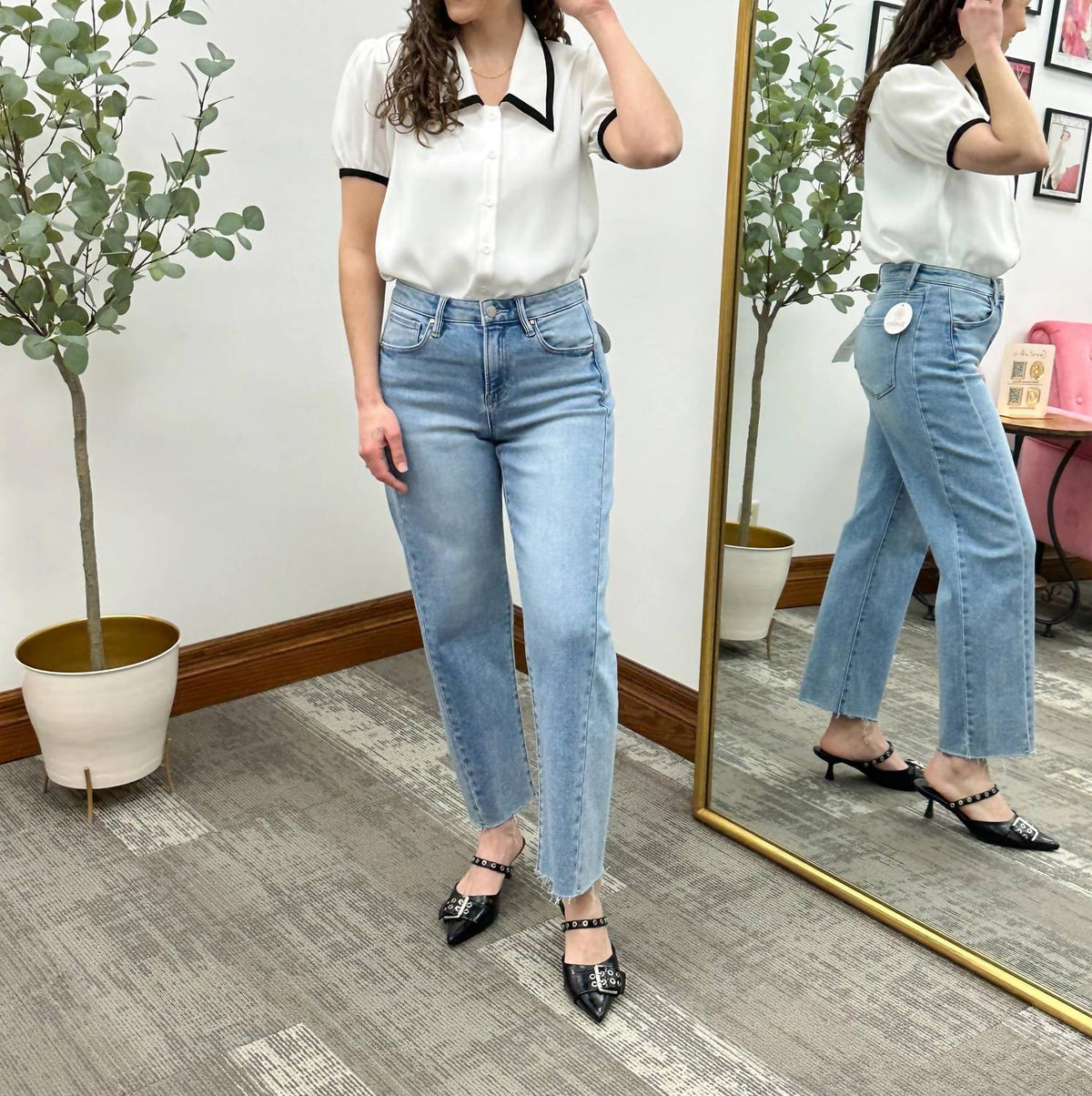 Sunday Edition - Button Up Short Sleeve Blouse