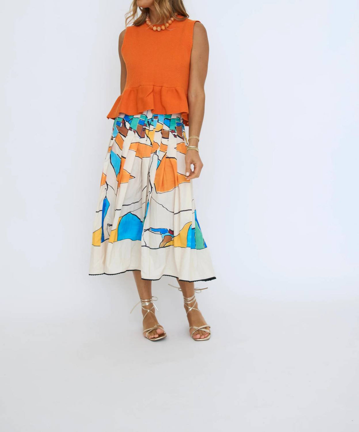 Sundayup - Solid Sleeveless Micro Knit Peplum Top