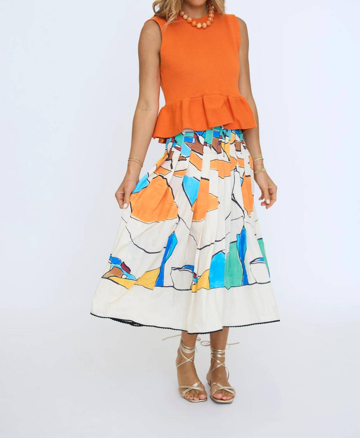 Sundayup - Solid Sleeveless Micro Knit Peplum Top