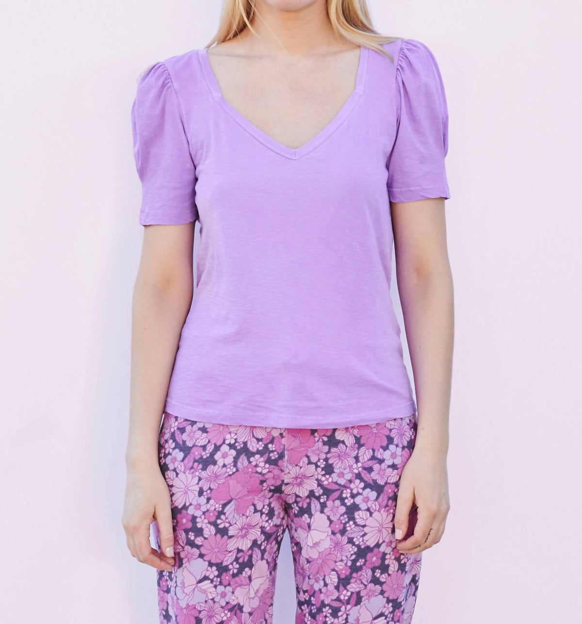 Puff Sleeve V-Neck Tee