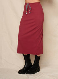 Sundry - Solid Drawstring Midi Skirt