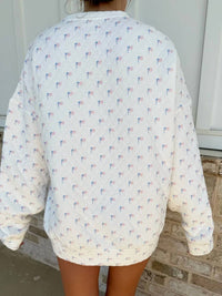 Sunkissed Coconut - Flag Quilted Pullover Sweatshirt