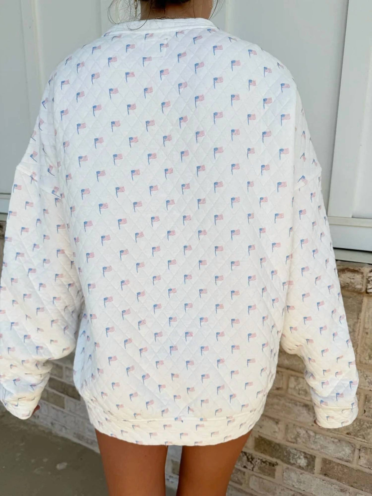 Sunkissed Coconut - Flag Quilted Pullover Sweatshirt