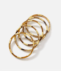 Sunshine Tienda - Women's Tiled Gold And Horn Bangles, Set Of 5 - bracelets - gold - goldtone