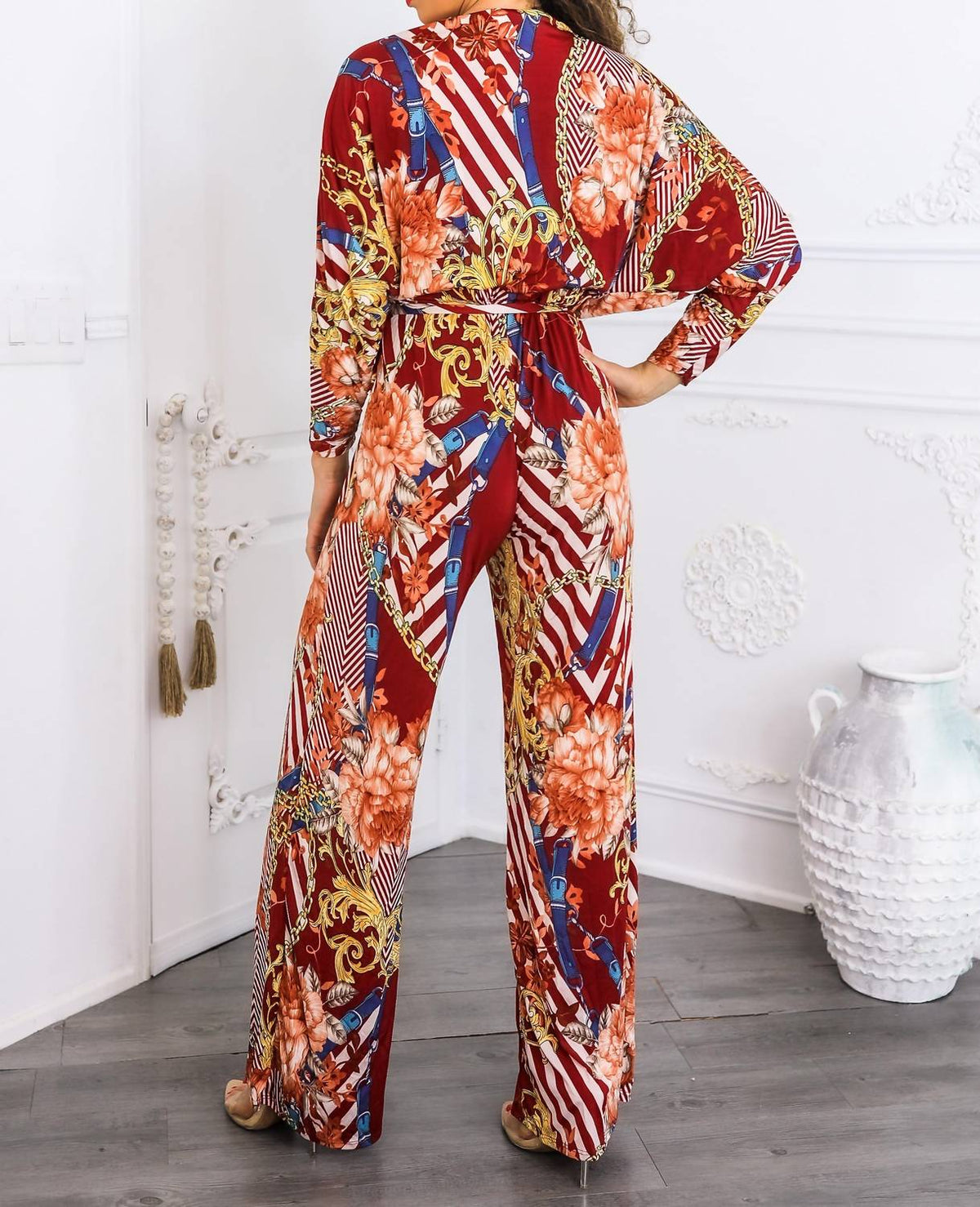 Surelymine - Boho Chic Wide Leg Jumpsuit