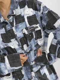 Surelymine - Mosaic Muse Patchwork Print Denim Shacket