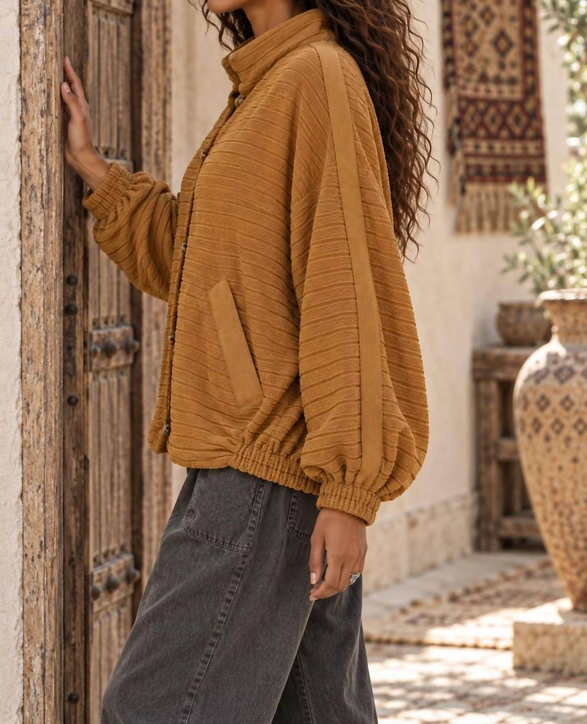 Surelymine - Ribbed Bomber Jacket