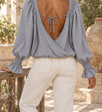 Surelymine - Square Neck Balloon Sleeve Boho Top