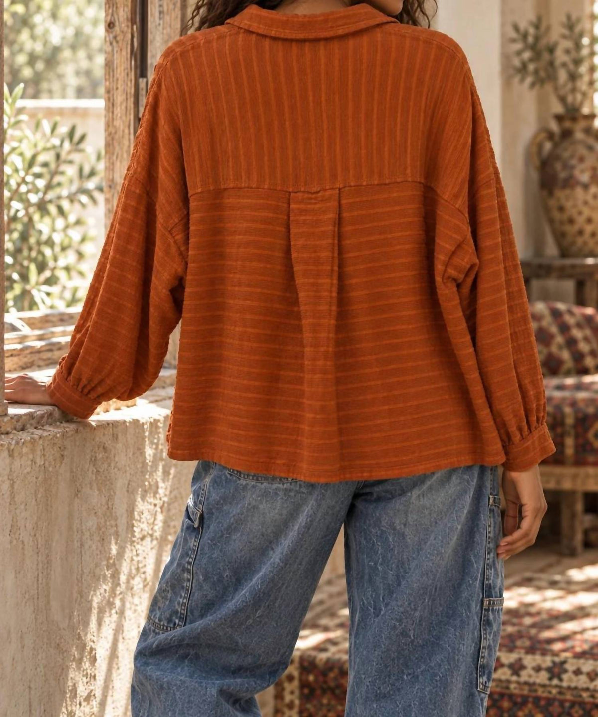 Surelymine - Textured Cropped Shirt Jacket