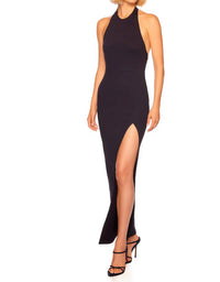 Susana Monaco - Halter Low Back Slit Maxi Dress