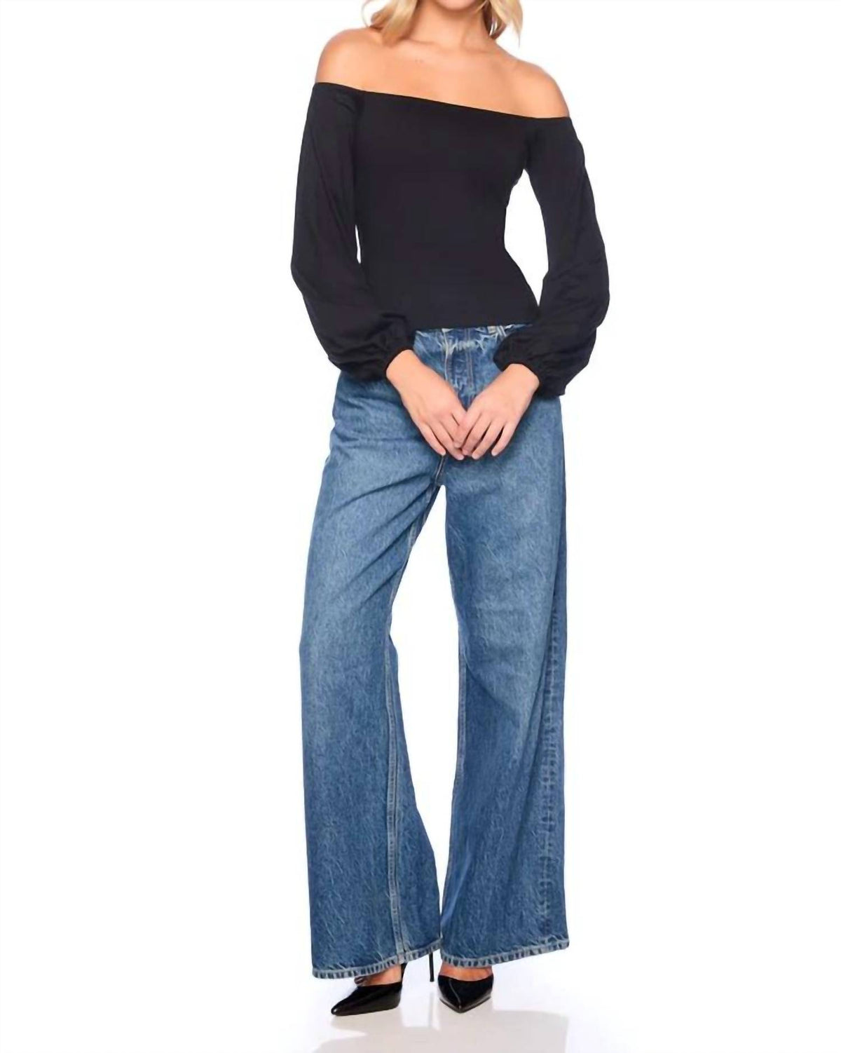 Susana Monaco - Off-Shoulder Poet Sleeve Top
