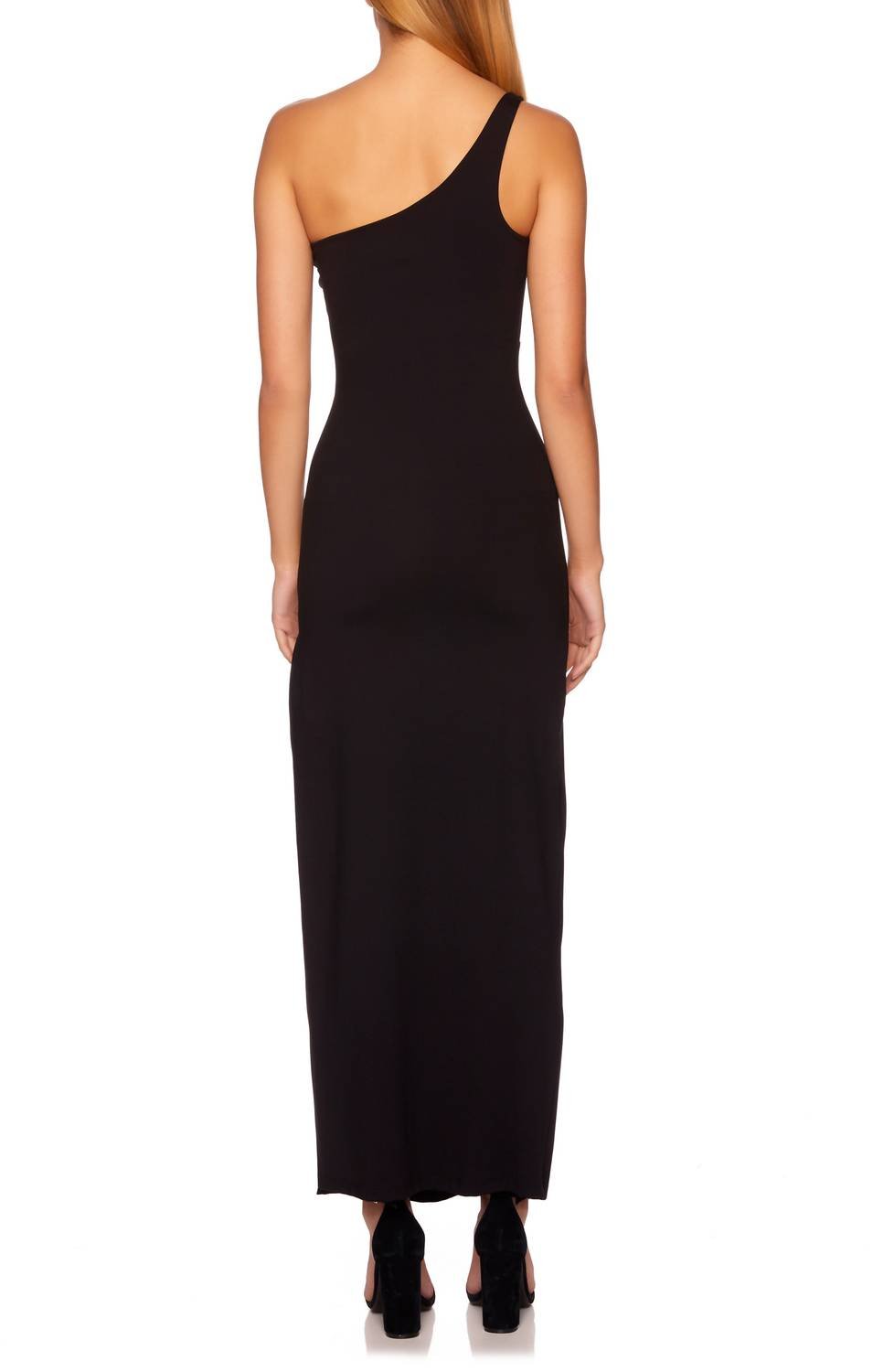 Susana Monaco - One - shoulder Cutout High Slit Maxi Dress - black - clothing - dresses