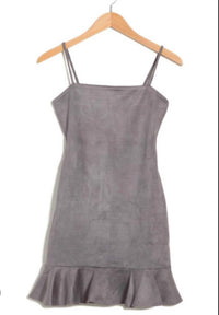 Susana Monaco - String ruffle faux suede mini dress