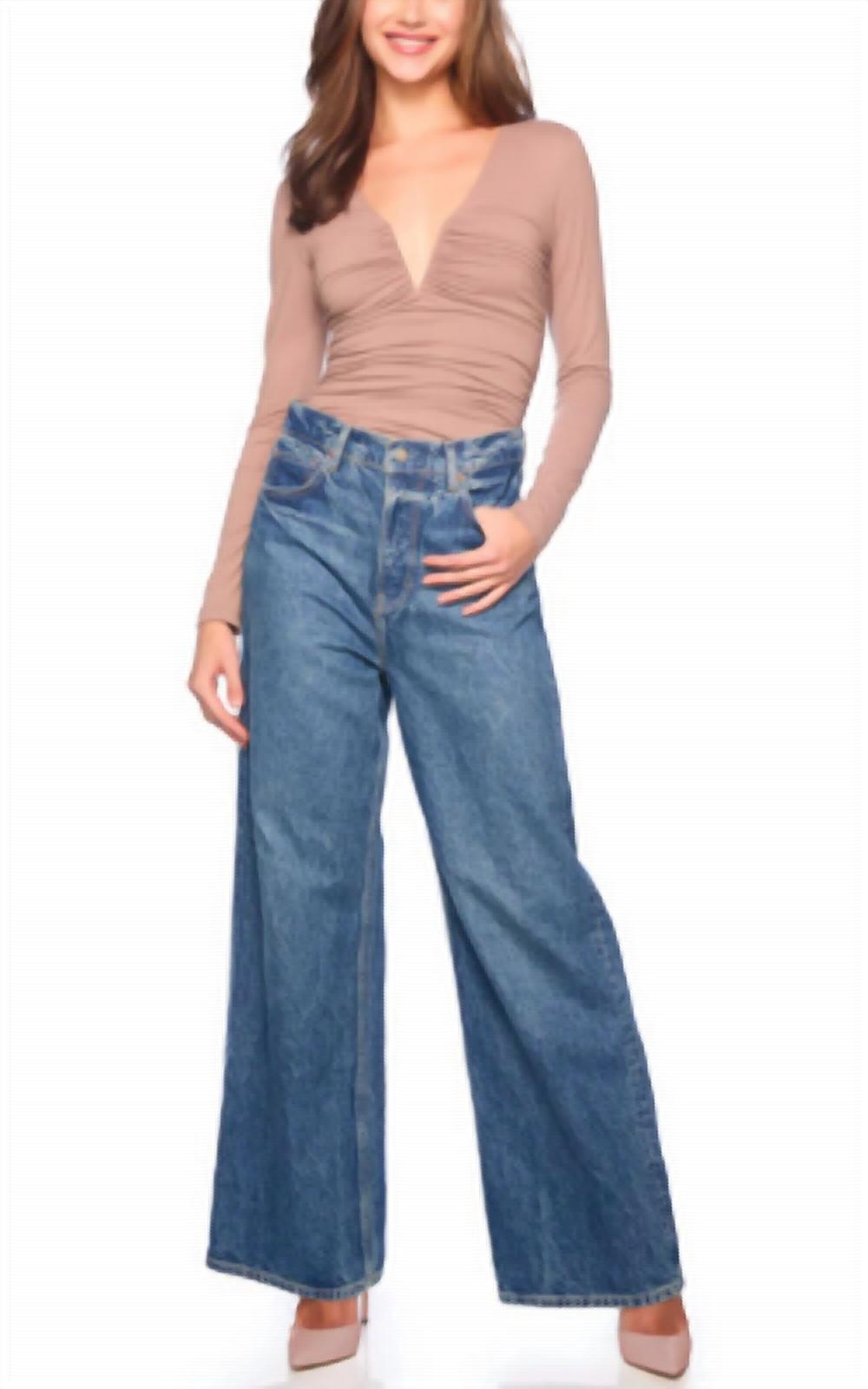 Susana Monaco - V-Neck Gathered Long Sleeve Top