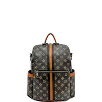 Suzie Bag - Women's Faux Leather Printed Backpack - backpacks - bags - brown