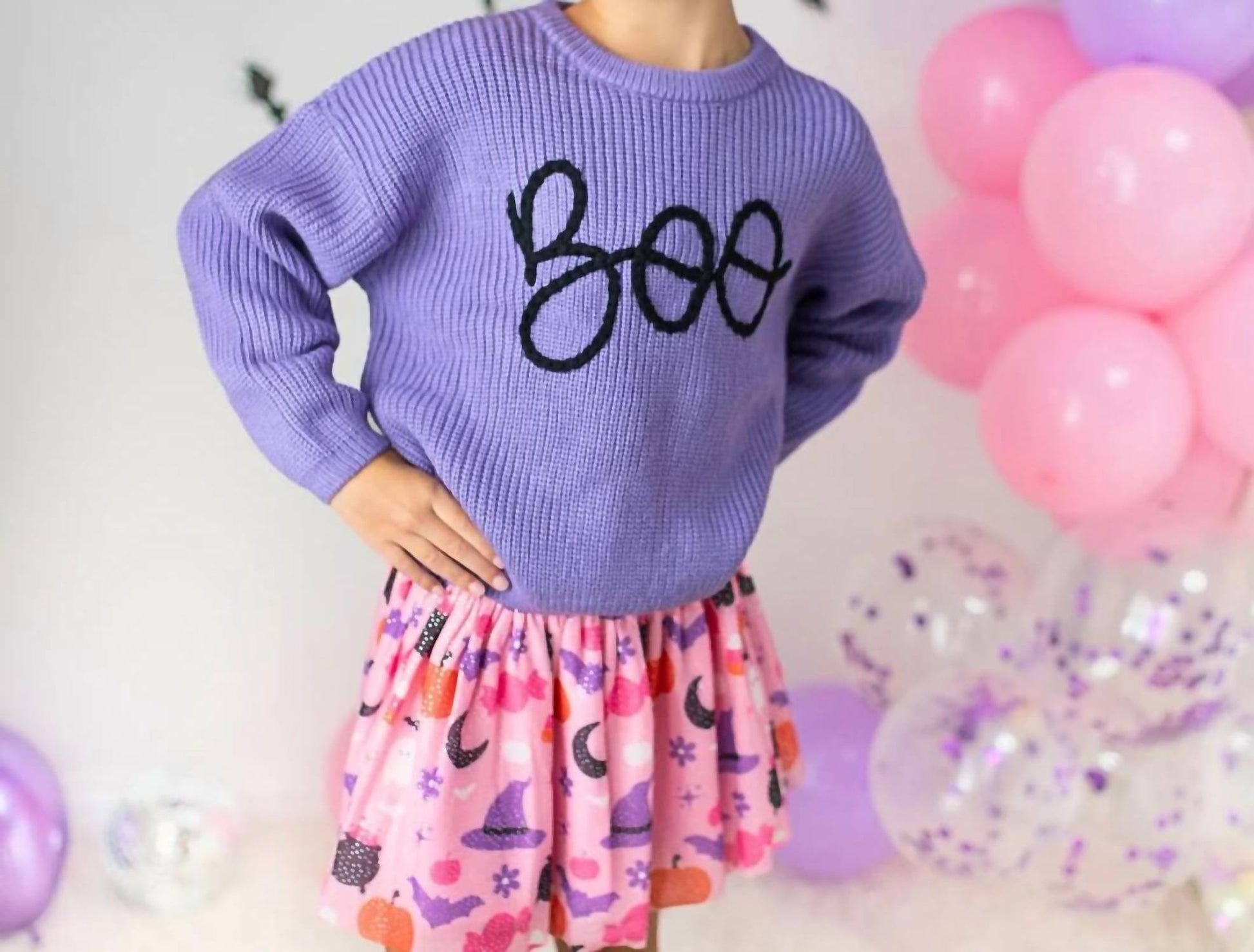 Sweet Wink - Boo Yarn Knit Halloween Sweater - acrylic - clothing - kids