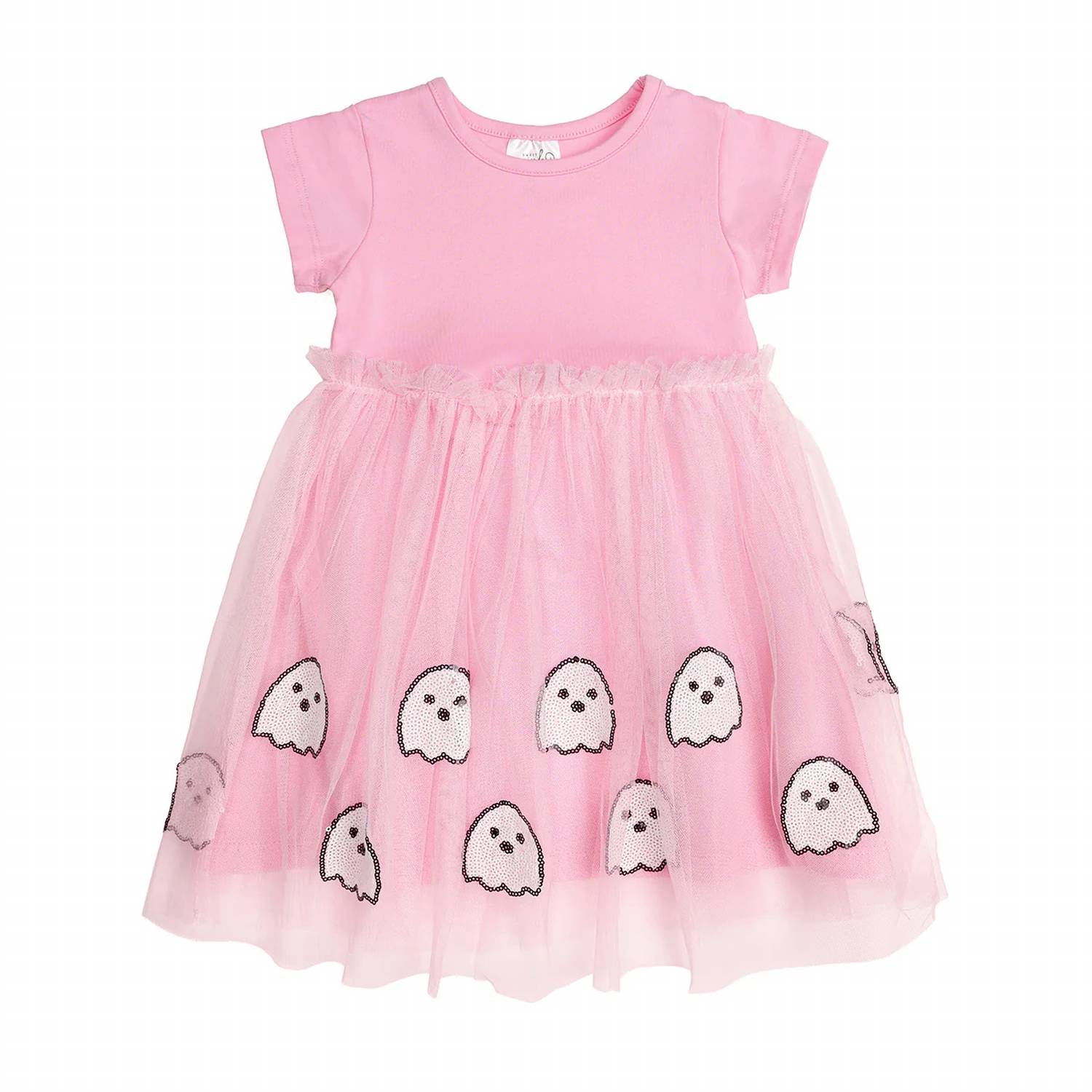 Sweet Wink - Ghost Sequin Halloween Short Sleeve Tutu Dress - casual - clothing - cotton - blend