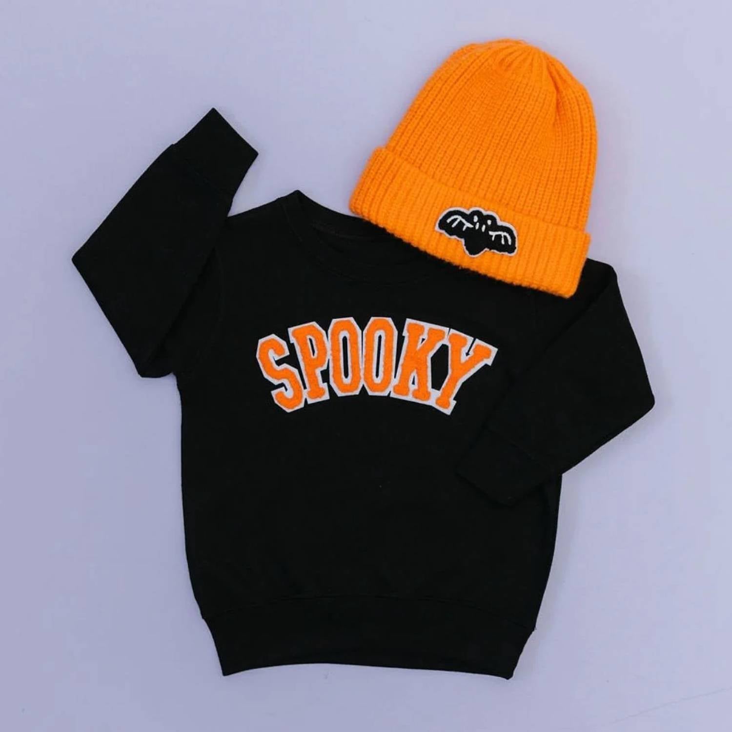 Sweet Wink - Spooky Patch Halloween Sweatshirt - black - clothing - cotton - blend