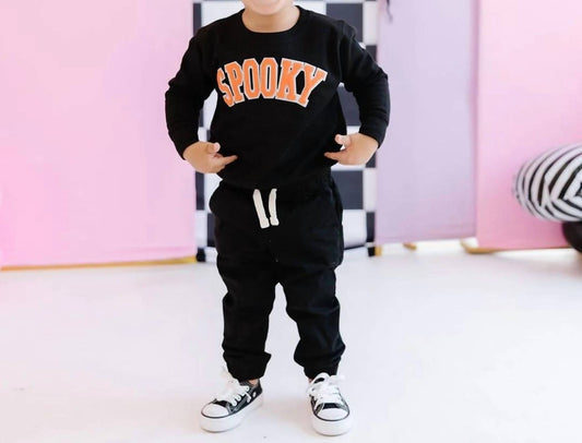 Sweet Wink - Spooky Patch Halloween Sweatshirt - black - clothing - cotton - blend