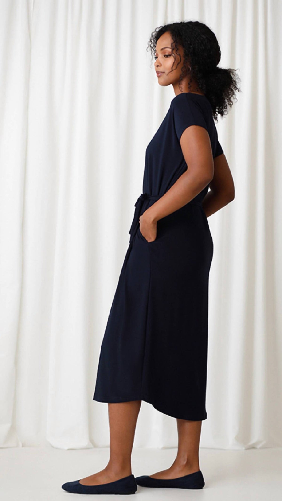 Sympli - Boatneck Belted Dress