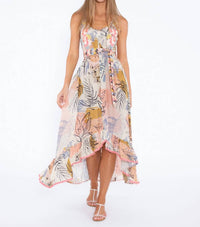 Taj By Sabrina Crippa - Hi - lo Spaghetti Strap Belted Dress - clothing - dresses - midi