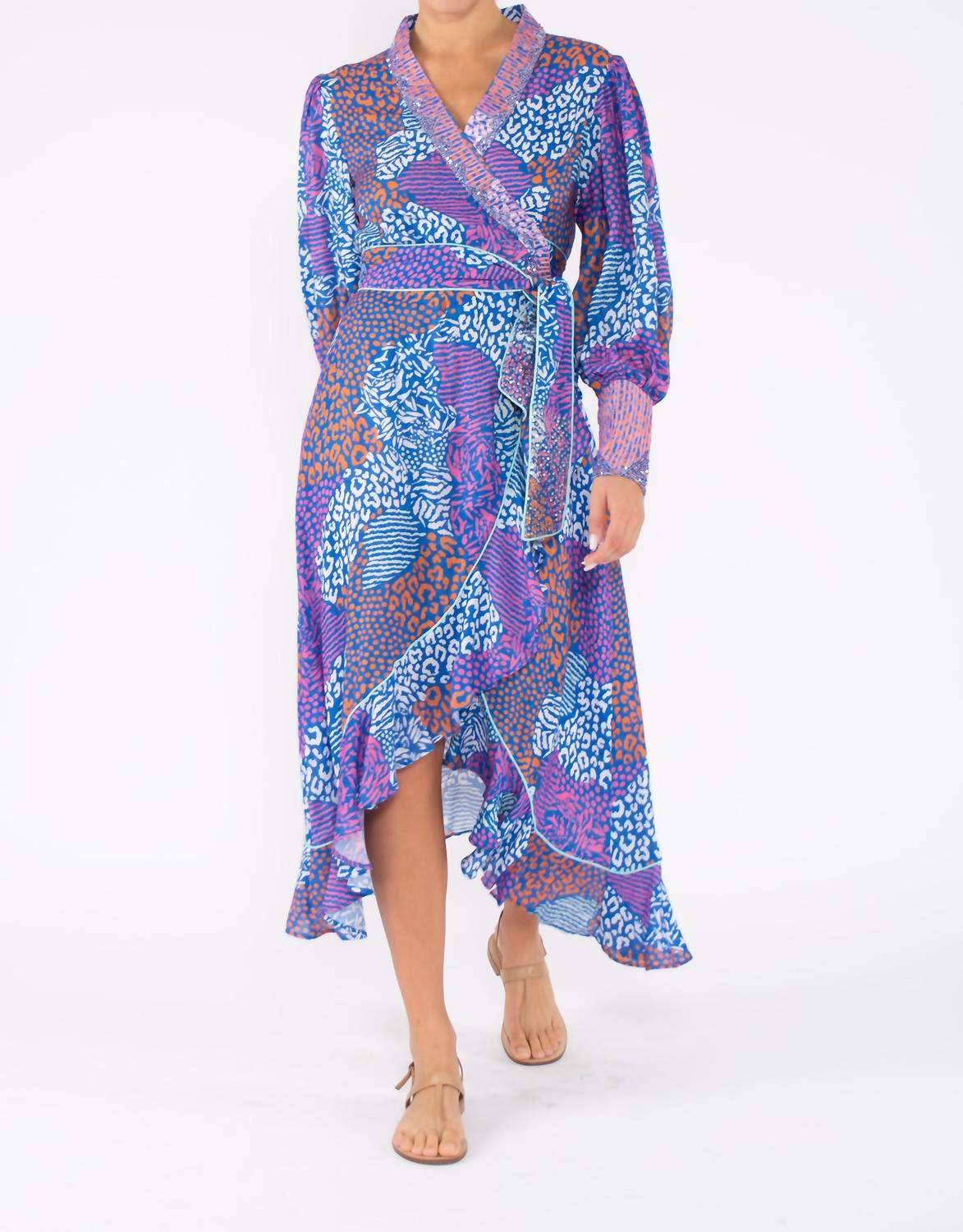 Taj By Sabrina Crippa - LANTANA DRESS - animal - asymmetrical - blue