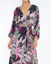 Taj By Sabrina Crippa - Leaf Belted Hi - lo Dress - black - clothing - dresses
