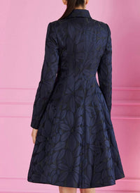 Talbot Runhof - Jaquard Cocktail Dress and Coat - blue - clothing - dresses