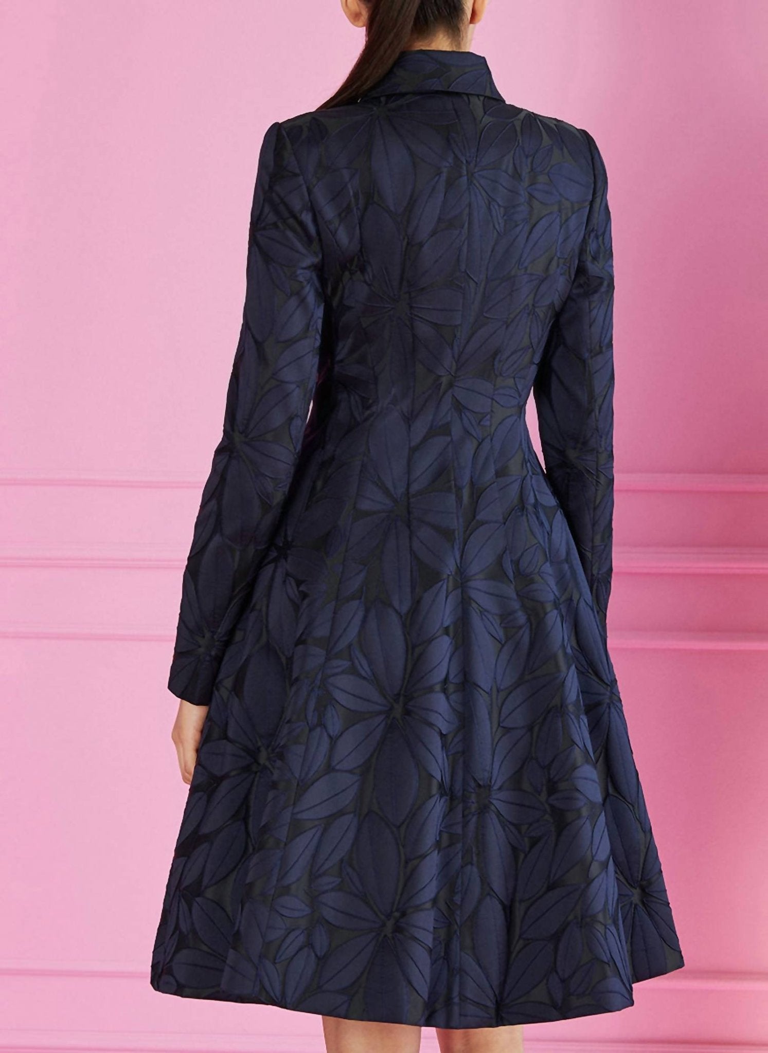 Talbot Runhof - Jaquard Cocktail Dress and Coat - blue - clothing - dresses