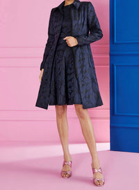 Talbot Runhof - Jaquard Cocktail Dress and Coat - blue - clothing - dresses