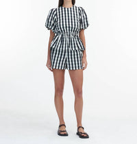 Tanya Taylor - Chelsey Gngham Puffer Sleeve Top - black - blouses - clothing