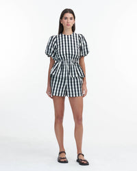 Tanya Taylor - Chelsey Gngham Puffer Sleeve Top - black - blouses - clothing