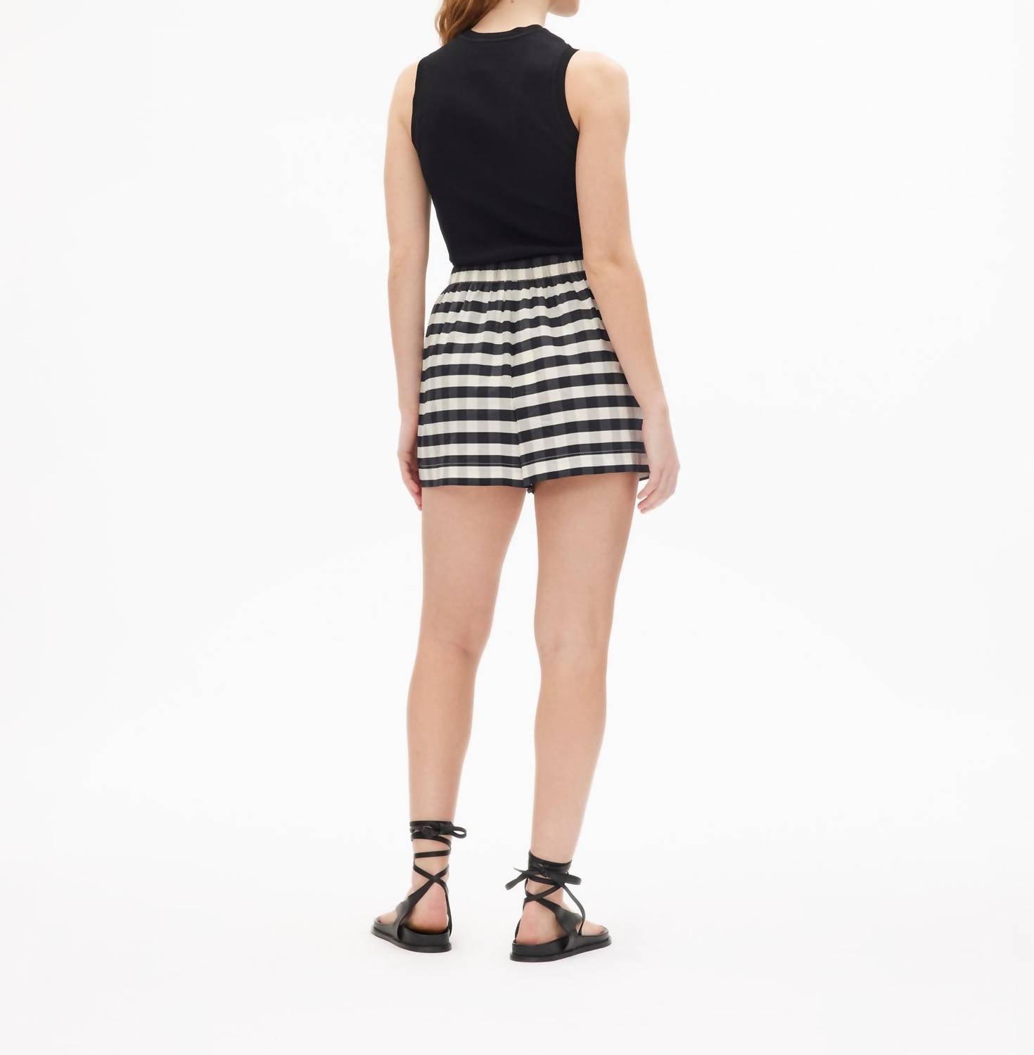 Tanya Taylor - Fallon Gingham Mini Length Short - bermudas - black - clothing