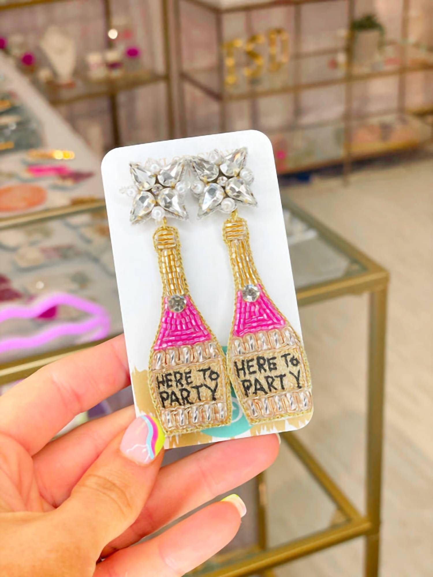Taylor Shaye - Custom Beaded Bridal Earrings - Here To Party - earrings - jewelry - pink
