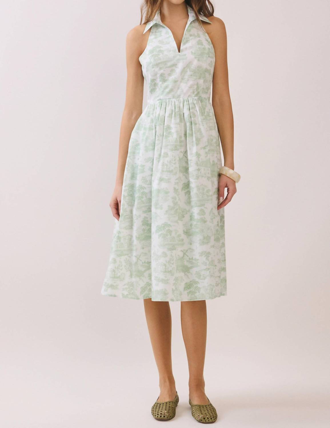 Tcec - Collared Toile Halter Dress