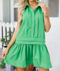 Tcec - Drop Waist Dress - button - down - shirts - clothing - green