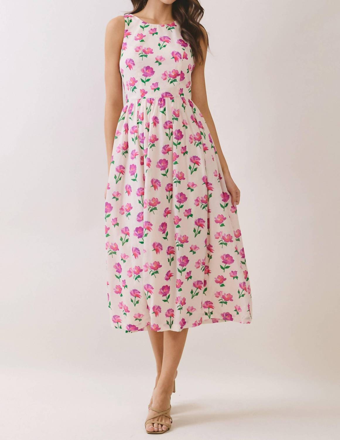 Tcec - Floral Bow Back Midi Dress
