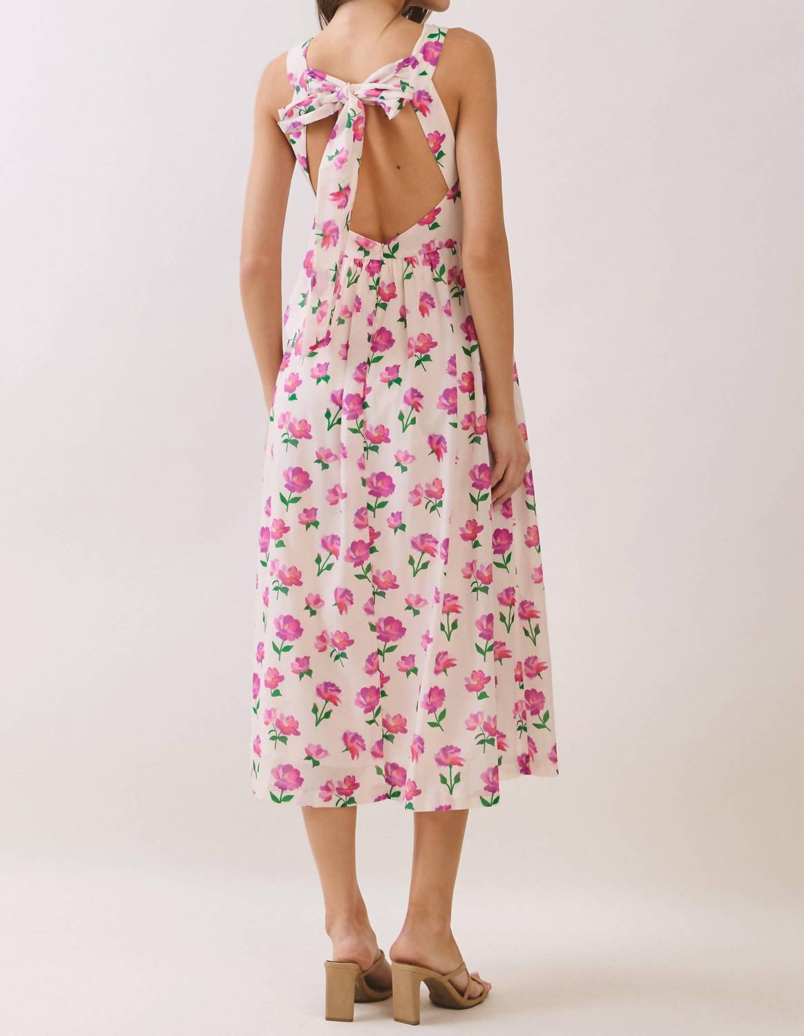 Tcec - Floral Bow Back Midi Dress